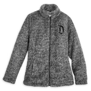 Disneyland Plush Fleece Jacket Disney Park Sherpa Fleece Size Small Gray